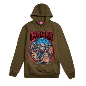 Mishka Band Hoodie Men’s Large Olive Green Graphic Print MNWKA